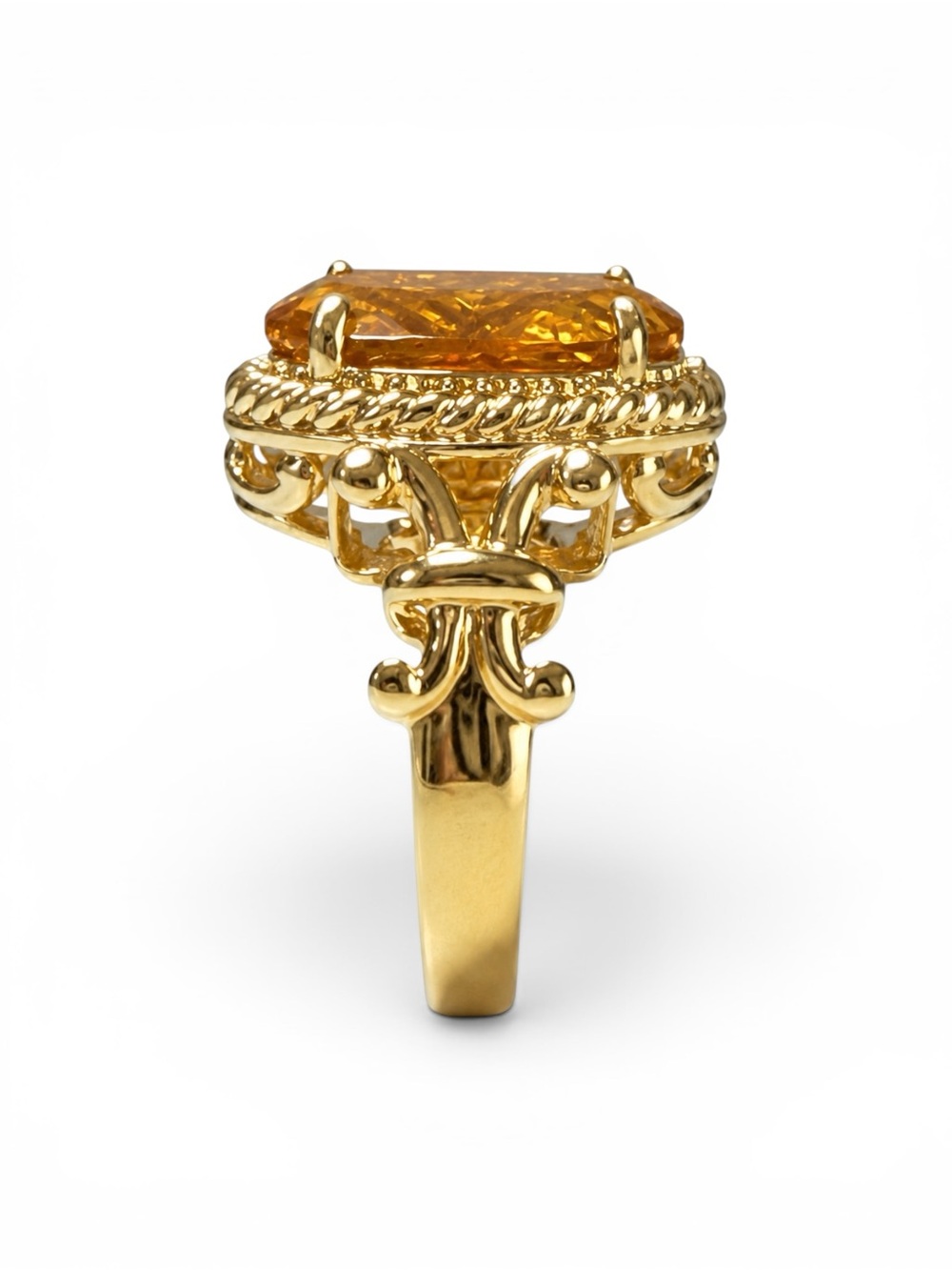 Ross-Simons Citrine Cocktail Ring 18K Gold Over Sterling Vintage Revival Size 6 - Picture 3 of 11